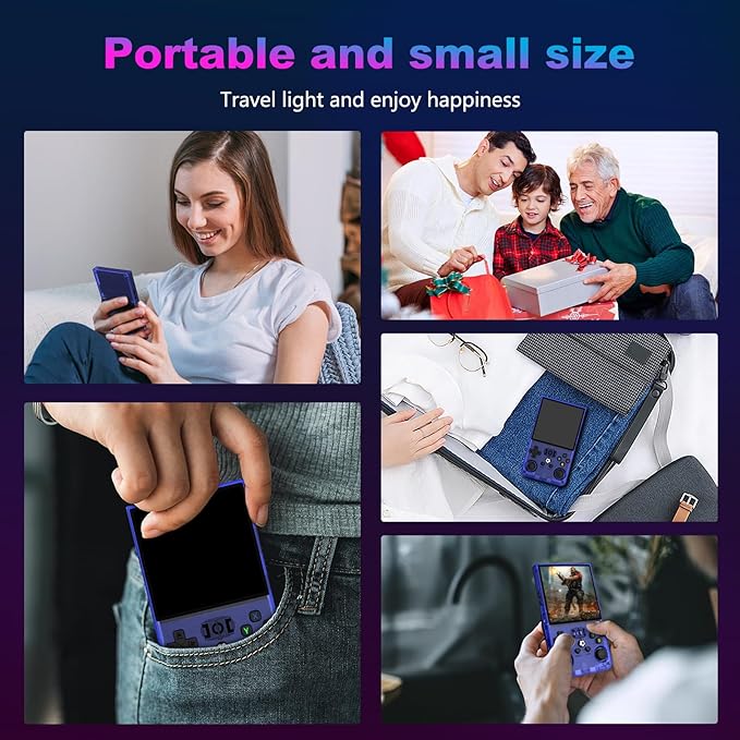 R36MAX Retro Handheld Game Console, 4.0 Inch 720x720 IPS Screen, Built-in 22,000+ Classic Game, Portable Hand Held Open Source Linux System, 4000mAh Battery Retro Gaming Console (Blue 128GB)