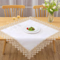 Beige lace Premium Square Farmhouse Tablecloth Waterproof OilProof SpillProof AntiShrink Soft Wrinkle Resistant Decorative Fabric Table Cover Kitchen Dinning Party Wedding Banquet