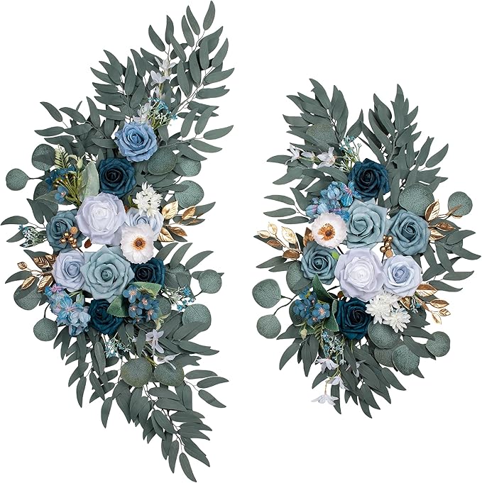 Wedding Arch Flowers, Artificial Flowers for Reception Backdrop and Welcome Ceremony Sign, Large Flower Swag for Dreamy Romantic Wedding Ceremony Floral Decor - Pack of 2
