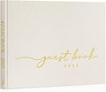 Lanpn Wedding Guest Book 2025 - Linen Hardcover Polaroid Guestbook Wedding Reception for Sign in and Photos - 108 Blank Pages Guest Book for Bridal Shower Baby Shower Wedding Party (Cream)