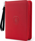 4 Pocket Card Binder for 320 Cards, Fabmaker Premium Zip Trading Card Binder, Portable PU Card Collection Binder, Collector Card Album, Card Folder for MTG, TCG, Sports Cards, Game Cards (Red)
