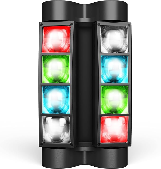 BETOPPER Stage Light, Moving Head DJ Light for Parties, RGBW 8x3W Spider LED Light, Sound Activated & DMX-512 Control for Party, Pub, Club, Wedding Event, Carnival Festival, Disco Stage Lighting