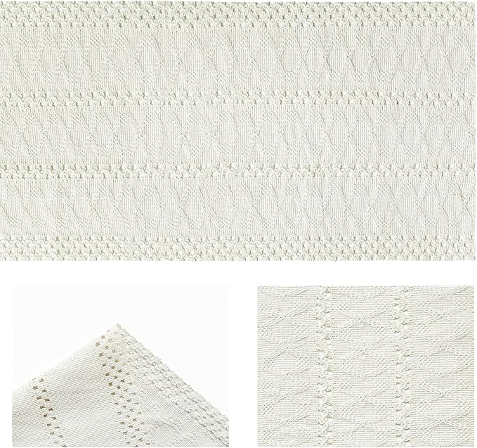 Artoid Mode Beige Farmhouse Woven Rustic Hollow Table Runner, Seasonal Holiday Hollow Kitchen Dining Table Decoration for Home Party Decor 12x48 Inch