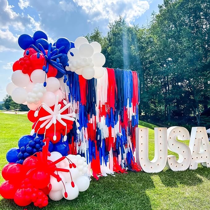 Red White Blue Balloons,50 Pcs 12 Inch Red Blue White Confetti Latex 4th of July Patriotic Nautical Baseball Birthday Graduation Party Supplies