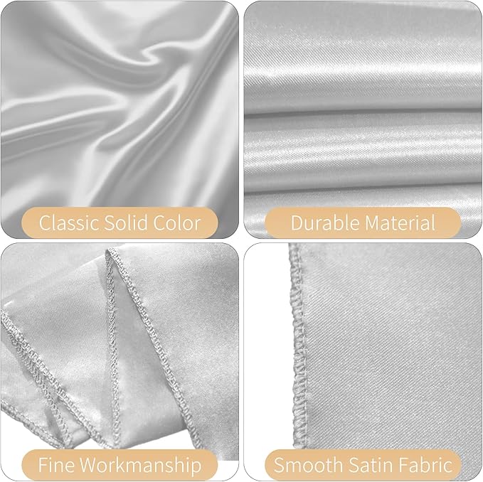 100 PCS Satin Chair Sashes Decorative Bow Chair Sashes Ties Ribbon Bows Chairs Cover Band for Wedding Birthday Party Ceremony Reception Banquet Events Hotel Home Kitchen Christmas(7x108inch,Silver)