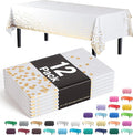 Party Solids Black & Gold Dot Rectangular Plastic Tablecloth - 54x108 Inch, Pack Of 12