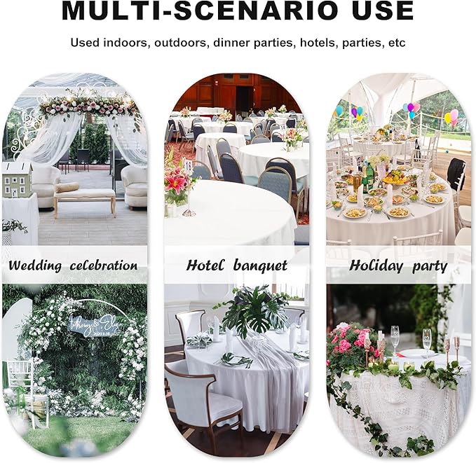 sancua 6 Pack Round Tablecloth 90 Inch White, Stain and Wrinkle Resistant Table Cloth - Washable Polyester Table Cover for Dining Tables, Buffet Parties and Camping