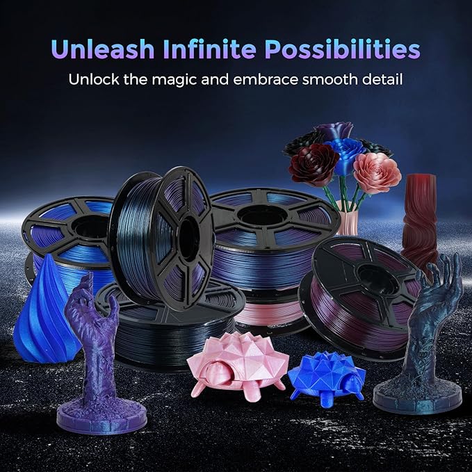 FLASHFORGE PLA Filament 1.75mm +/- 0.02mm Rose Quartz, Color Changeable 3D Printer Filament 1kg (2.2lbs), Chameleon 3D Printing Filament Changing Colors with Light, Perfectly Hide The Layer Line