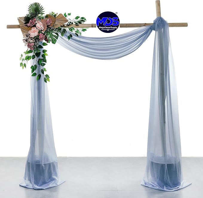 MDS Halloween Chiffon Draping Fabric - 1 Panel, 30" Wide x 100ft Long - Sheer Spooky Arbor & Canopy Drapery for Haunted House Backdrops, Party Ceilings, DIY Costumes & Themed Events - Dusty Blue