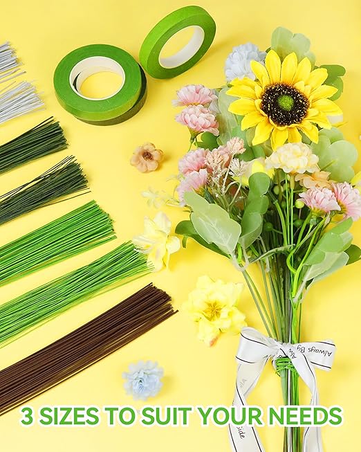 100 PCS FIVEIZERO 26 Gauge Beown Floral Wire Stems for Artificial Flower Making,Florist Wire,Flower Wires for Crafts,Alambre para Flores for Wreaths, Flower Arrangements and DIY Projects