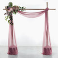 VDS Pack of 3 Panel (30 Inch X 20 Feet) Wedding Arch Draping Fabric Sheer Chiffon Fabric Drapery for Wedding Ceremony Reception Swag Backdrop Canopy Chuppah ARBO Altars Decoration (Mauva)