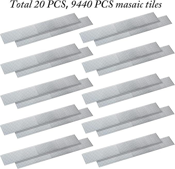 PP OPOUNT 9440 PCS Self Adhesive Mirror Mosaics Sheets, 5 x 5 mm Silver Mirrors Mosaic Square Glass for Craft,Home Decorations