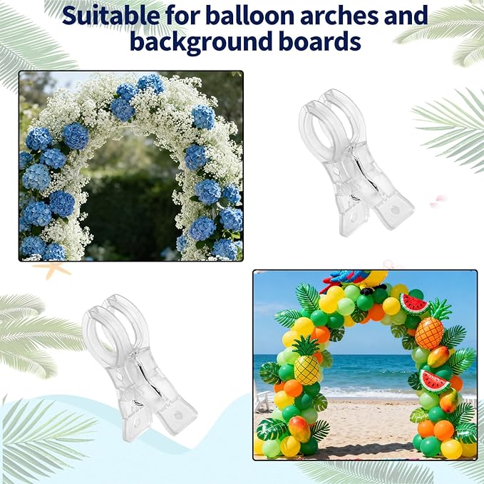 10pcs Balloon Arch Clips, Plastic Spring Garland Clamps Transparent Heavy Duty Clips for Balloon Arch Photography Wedding Engagement Backdrop Crafts Decoration