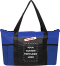 DISCOUNT PROMOS 10 Zippered Non-Woven Tote Bags Set - Customizable Text, Logo - Mesh Pocket, Zippered, Recyclable, Reusable - Blue - 19"X14"X3", with Zipper