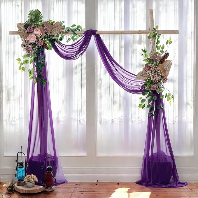 MDS Halloween Chiffon Draping Fabric - 1 Panel, 30" Wide x 20ft Long - Sheer Spooky Arbor & Canopy Drapery for Haunted House Backdrops, Party Ceilings, DIY Costumes & Themed Events - Cadbury Purple