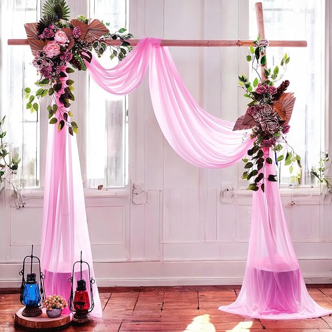 MDS Halloween Chiffon Draping Fabric - 1 Panel, 30" Wide x 30ft Long - Sheer Spooky Arbor & Canopy Drapery for Haunted House Backdrops, Party Ceilings, DIY Costumes & Themed Events - Bubblegum Pink