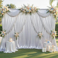 PartyVillage 20x10FT Silver Sequin Backdrop Curtain -4 Panels 5x10FT Wrinkle Free Shimmer Back Drop Cloth, Glitter Backdrop Drapes for Photography, Birthday, Wedding, Graduation Background