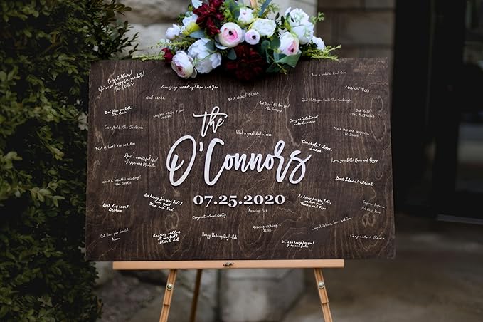 Personalized Last Name Guest Book, Unique Guest Book Sign, Custom Alternative Guest Book, Wooden Guest Book, Wedding Ceremony Guestbook Sign (Design 4)