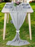 MDS Halloween Chiffon Table Runner - 15 Pack, 29 x 170 Inches, 14ft Each - Sheer Spooky Table Runners for Haunted House Parties, Trick-or-Treat Tables, Witchy Décor, Wedding & Events - Gray