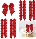 5'' Red Bow Party Decorations Satin Bows, Twist Tie Bows for Treat Bags, Cake Pops, Pre-Tied Bow Premade Ribbon Bows for Crafts, Holiday Bows for Gift Wrapping, Wedding Decor-24 Counts
