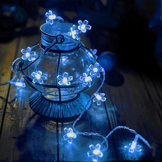 100 LED Light Up Flowers String Lights for Bedroom Romantic Decor, Plug in Fairy Cherry Blossom Tree Wall Hanging Indoor DIY Decorations for Christmas Easter Valentines Day Proposal Birthday