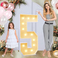 4ft Number 5 Light Up Sign, Modern Marquee for Numbers 4 Feet Tall, Polypropylene Material, Tabletop Mount, Perfect for Party Decorations
