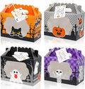 24 Pack Halloween Treat Boxes, Trick or Treat Candy Boxes with Window Halloween Party Favors Gift Goodie Boxes Supplies for Cookie Biscuit Donuts Dessert Cupcake Pie