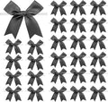 50 PCS Twist Tie Bows Satin Ribbon Bows 3.3 Inch Gift Wrap Bows Craft Bows for Gift Wrapping, Party Decorations Gifts Bag DIY Treat Bags Wedding Decor Baby Shower Christmas (Black)