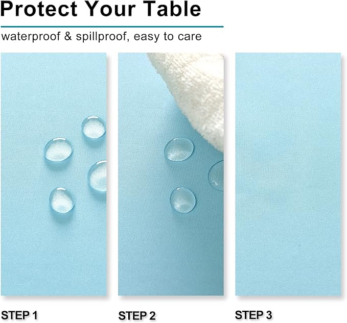 Hiasan Waterproof Tablecloth Rectangle - Washable Fabric Table Cloth for Dining Room Kitchen Birthday Party and Outdoor Use, Sky Blue, 70 x 90 Inch
