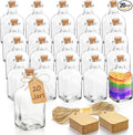 ZOOFOX 20 Pack Glass Bottles with Cork Stoppers, 3.4 oz Small Vintage Style Favor Jars, Clear Empty Cork Bottles for Party Favors, DIY Crafts, Extra Tags and String