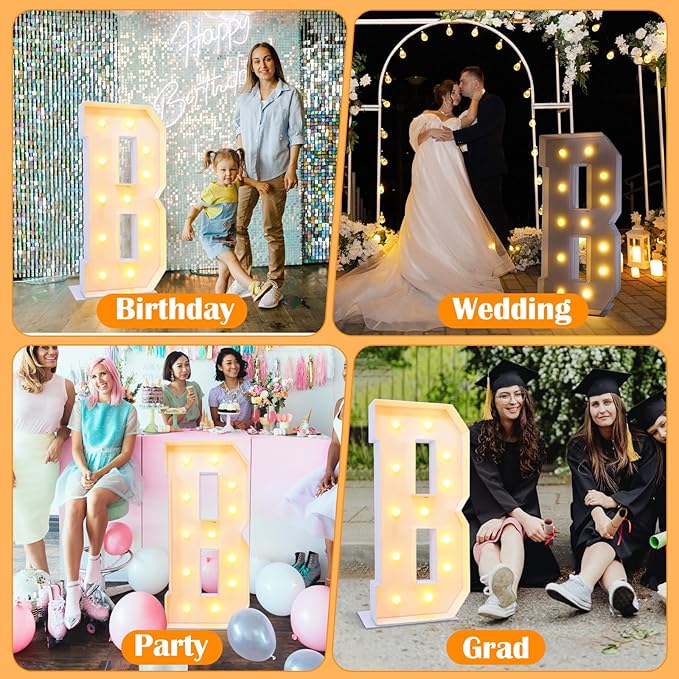 4ft Marquee for Letters B, Neon Sign, Plastic, 4 Feet Tall, Modern, Celebratory