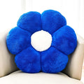 Royal Blue Flower Pillow, Cute Decorative Flower Shaped Throw Pillow with Faux Rabbit Fur, 19.6" Soft Flower Plush Throw Pillow Floor Pillows Room Décor for Bedroom Living Room