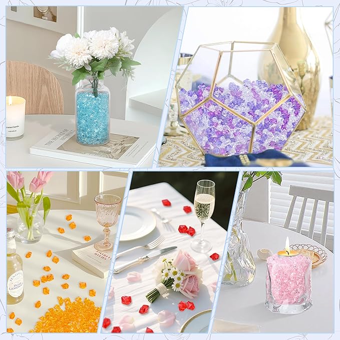 LAIDANLA 500PCS Multicolor Acrylic Gems Fake Ice Cubes Vase Fillers for Centerpiece Colorful Plastic Diamonds Fake Crushed Rocks for DIY Party Table Scatter Prop Wedding Decoration Accessories