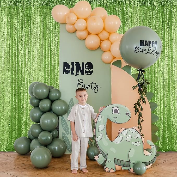 Sugargirl Apple Green Sequin Backdrop Curtain 2 Panels 2FTx8FT Glitter Apple Green Background Drapes Sparkle Photography Backdrop for Party Wedding Birthday Wall Decoration