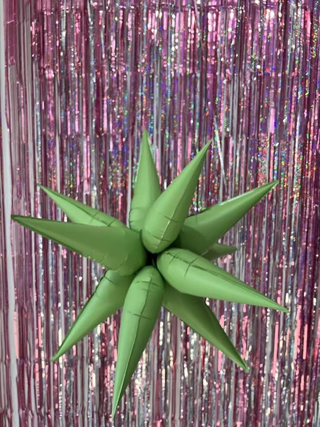 3pcs 26inch 3D matte green Explosion Star foil balloon, matte green Foil Cone Star burst Balloons for Birthday Wedding New Year Party Event