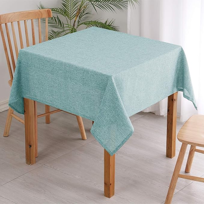 Hiasan Faux Linen Square Tablecloth - Wrinkle and Stain Resistant Washable Table Cloth for Kitchen Dining Room Holiday Table Cover for Party Dinner, Aqua, 30 x 30 Inch