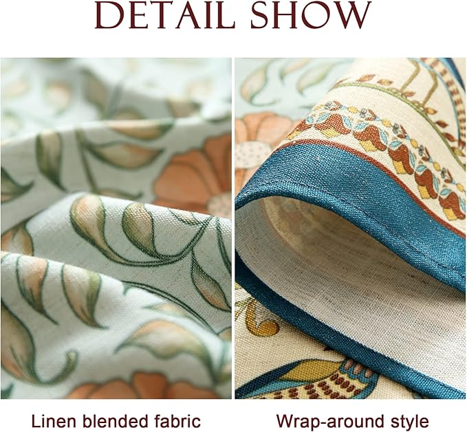 patdrea Designer French Linen Blue Tablecloth for Rectangle Table,Vintage Floral Table Cloth,Colorful Decoration Fall Cover Kitchen Dining for Thanksgiving,Tea Party,Christmas,67"x118"-Wensel