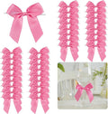 3.5" Hot Pink Bow Satin Pre-Tied Bows for Gift Wrapping, Small Bows for Crafts, Premade Bows, Candy Apple Bows, Twist Tie Bows for Cake Decorating, Party Favor, Wedding Decoration-36 Counts