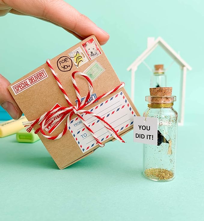 Kseniya Revta Inspirational Message in a Bottle Gift Idea - Classy Gifts for Friends and Family - Unique Boyfriend Girlfriend Presents (Black Graduate Cap - You Did It, in Craft Gift Box)