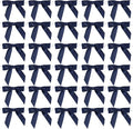 AIMUDI Navy Blue Satin Ribbon Twist Tie Bows 2.5" Pretied Bows Premade Craft Bows for Treat Bags Cake Pop Gift Wrapping Basket Wedding Favors Cookie Candy Bagging Baby Shower - 50 Counts