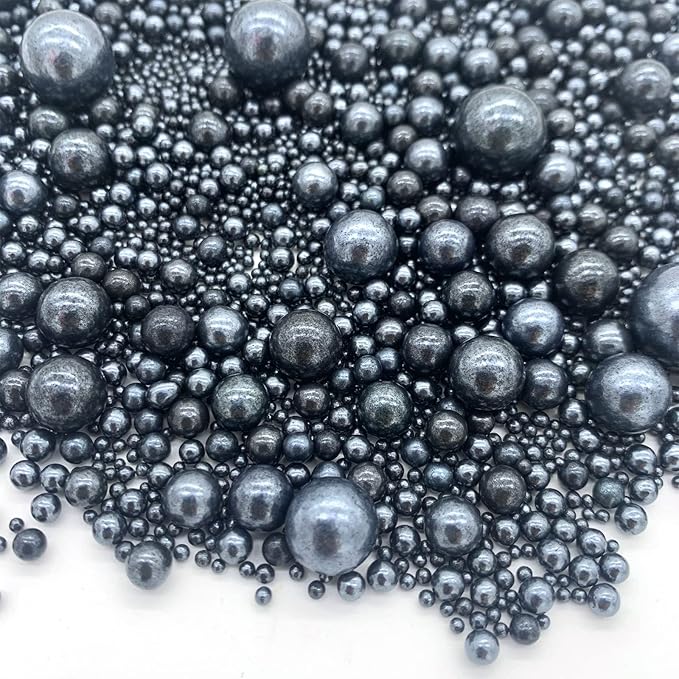 Weraru Edible Black Pearl Sugar Sprinkles Candy Mixing Size Baking Edible Cake Decorations Cupcake Toppers Cookie Decorating Celebrations Wedding Shower Party Chirstmas Supplies 130g/ 4.58oz