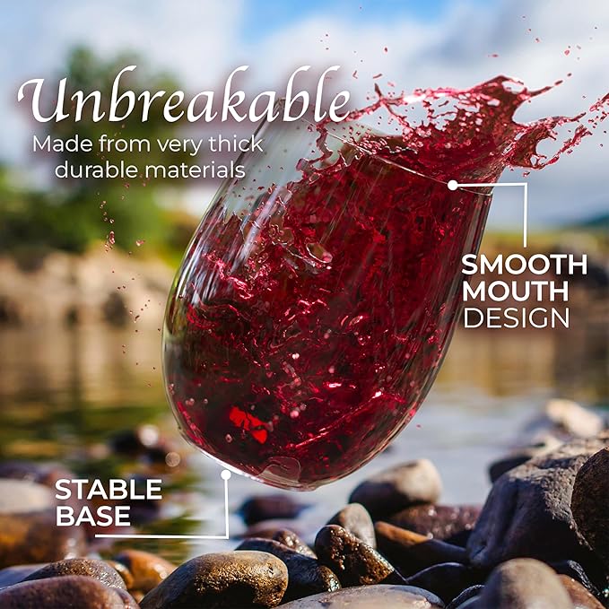 Exquisite 48 Pcs Unbreakable Stemless Plastic Wine Glasses Disposable Wine Glasses Stemless 12 Oz Clear Plastic Cocktail Cups Clear Party Cups Disposable Cocktail Glass Weddings & Events