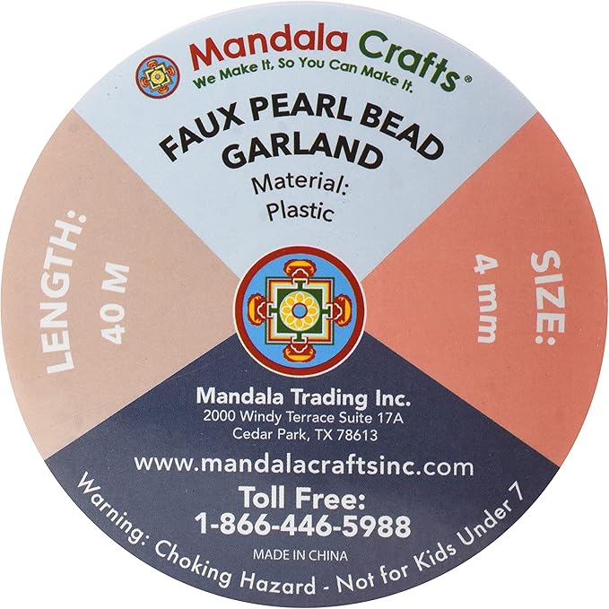 Mandala Crafts 4mm Faux Burgundy Pearl Beads Roll - 44 Yards Strand of Fake Pearls Chain Garlands Spool String for Christmas Tree, Wedding, Party, Vases, DIY Decoration