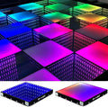 8ft x 8ft 3D Infinity LED Dance Floor - RGB Color Changing & Tempered Glass Panel with Flight Case - Ideal for Indoor/Outdoor Weddings, Parties, and Clubs