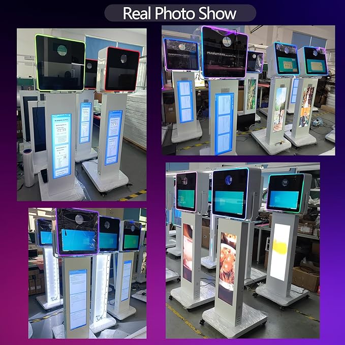Portable Photo Booth with 15.6''and 29''LCD Touch Screen Selfie Photobooth Machine for Events Wedding Party Rental Christmas Flight Case (Machine+Camera)