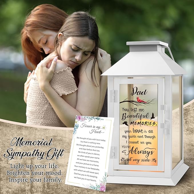 Memorial Lantern Bereavement Gifts in Memory of Loved One Memorial Gifts for Loss of Father Remembrance Sympathy Gifts for Loss of Loved One with LED Candle and Remote