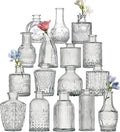 Glass Bud Vase Set of 16 Pcs Small Minimalist Vases for Flowers, Vintage Rustic Home Decor for Table Centerpiece Wedding Party, Modern Clear Aromatherapy Bottle for Living Room Bedroom