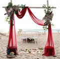 MDS Halloween Chiffon Draping Fabric - 1 Panel, 30" Wide x 40ft Long - Sheer Spooky Arbor & Canopy Drapery for Haunted House Backdrops, Party Ceilings, DIY Costumes & Themed Events - Apple Red