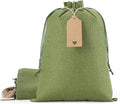 Tapleap Burlap Bags with Drawstring - 10Pcs 10x14 Green Gift Sacks for Wrapping Halloween Favors, Clothes, Toiletries, Breads, Root Ball, For Birthday, Wedding, Party or Household Use
