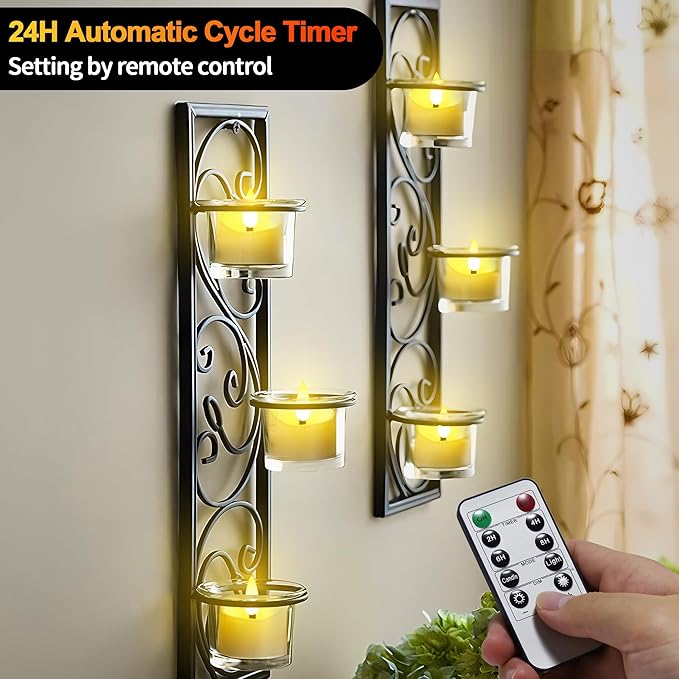 YiaMia Rechargeable Tea Lights with Remote, Flameless LED Candle with 24H Cycle Timer, Battery Operated Tea Lights for Votive, Weddings, Parties, Halloween, Christmas, Home Decoration (6)